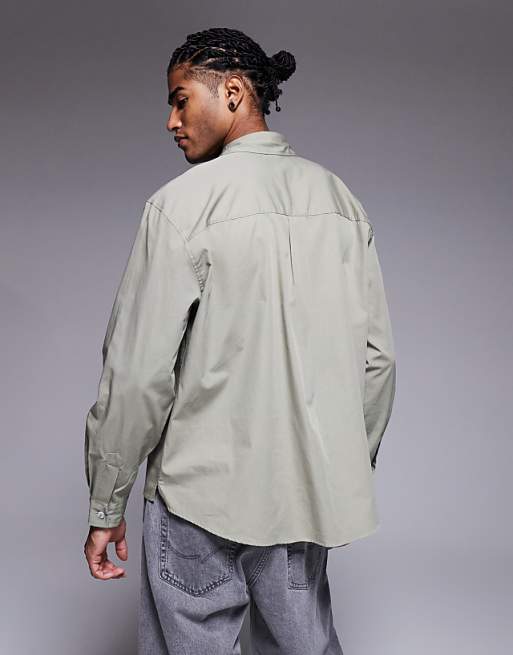 ASOS DESIGN Relaxed Overhead Shirt In Sage