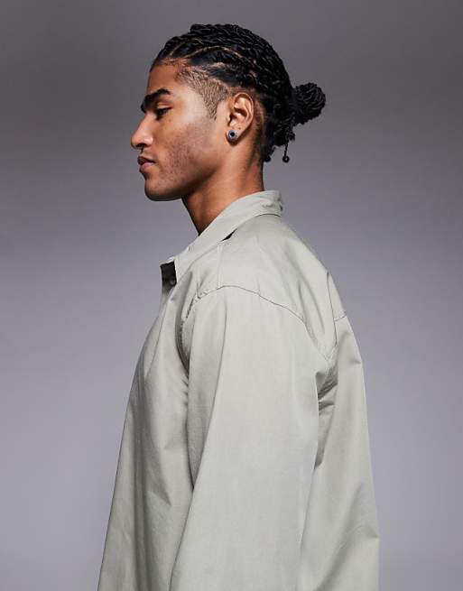 ASOS DESIGN Relaxed Overhead Shirt In Sage