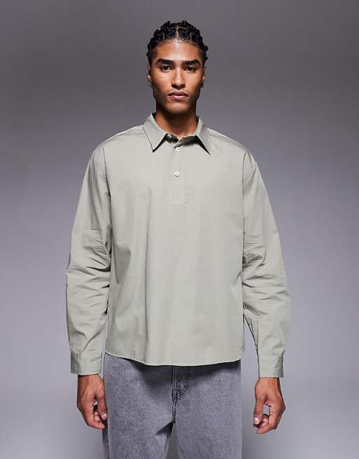 ASOS DESIGN relaxed overhead shirt in sage