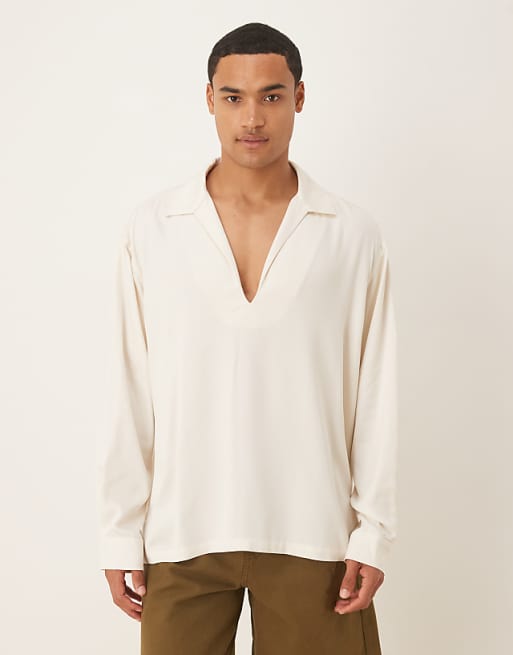ASOS DESIGN relaxed overhead shirt in white