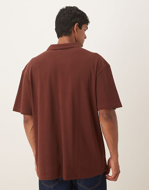 ASOS DESIGN Relaxed Pique Polo In Brown