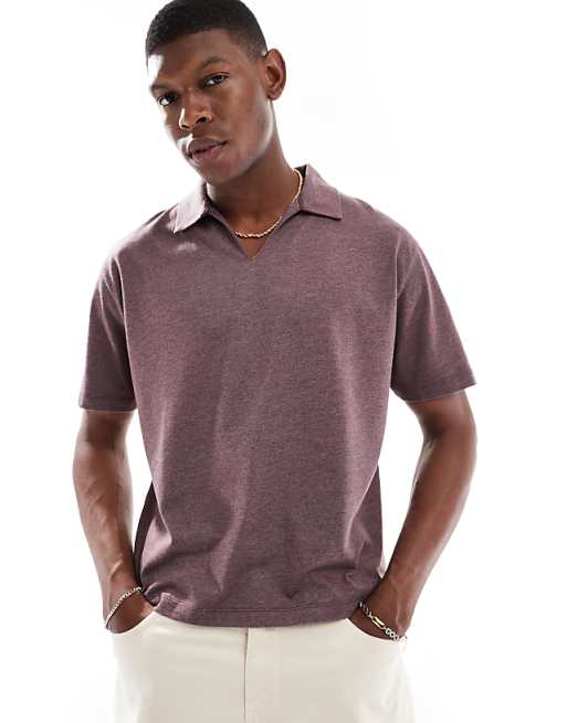 ASOS DESIGN relaxed polo in brown