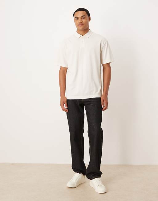 ASOS DESIGN Relaxed Polo In Cream Pique