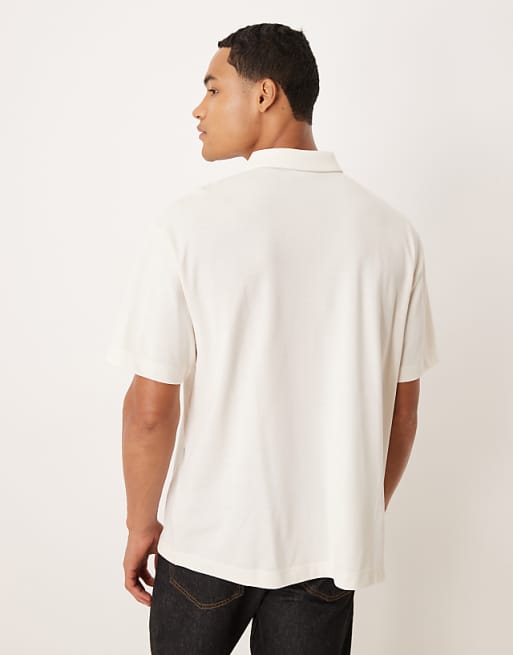 ASOS DESIGN Relaxed Polo In Cream Pique