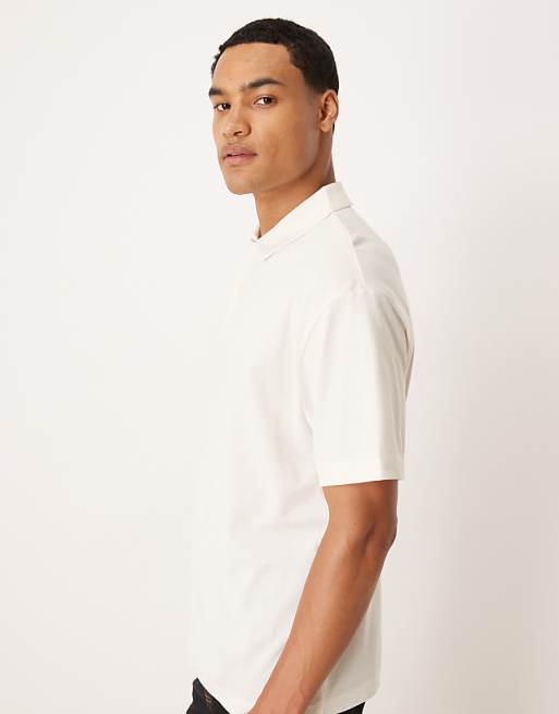 ASOS DESIGN Relaxed Polo In Cream Pique