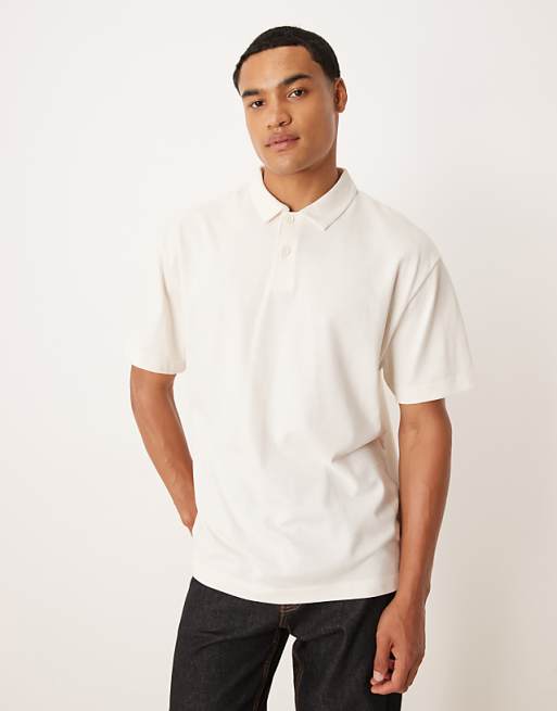 ASOS DESIGN relaxed polo in cream pique