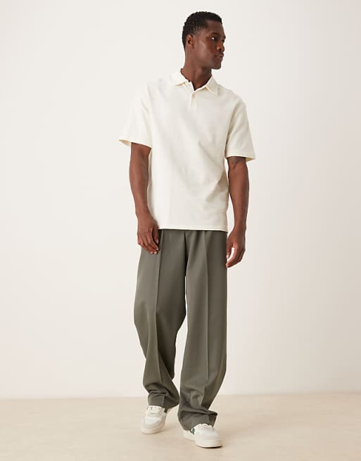ASOS DESIGN Relaxed Polo In Cream Texture