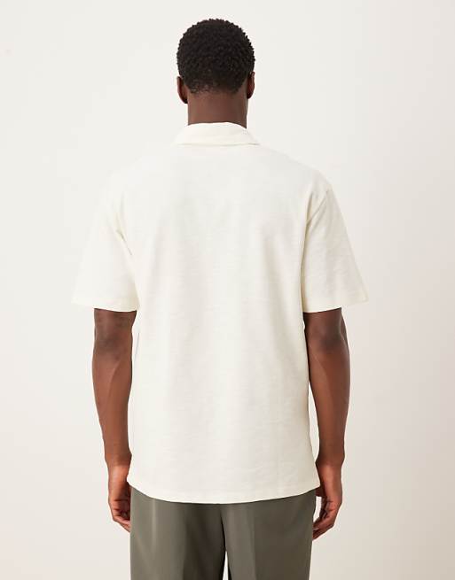 ASOS DESIGN Relaxed Polo In Cream Texture