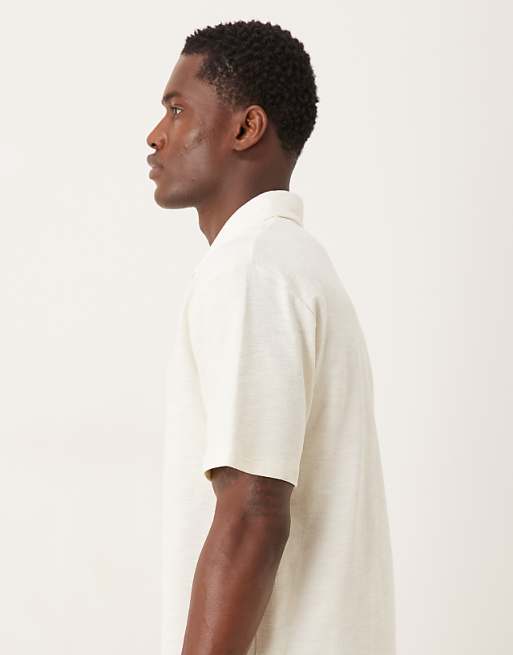 ASOS DESIGN Relaxed Polo In Cream Texture