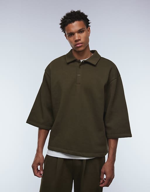 ASOS DESIGN relaxed polo in khaki