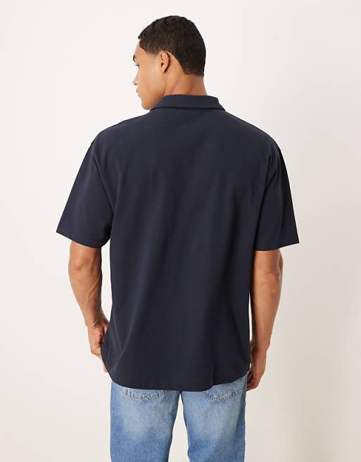 ASOS DESIGN Relaxed Polo In Navy Pique