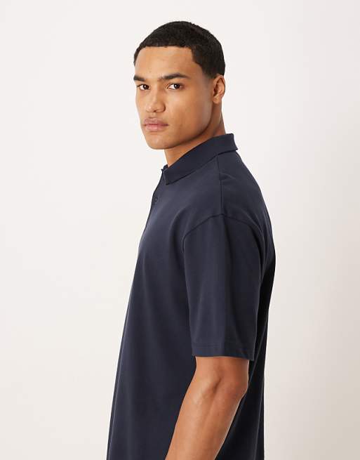 ASOS DESIGN Relaxed Polo In Navy Pique