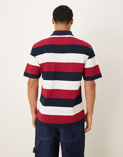 ASOS DESIGN Relaxed Polo In Textured Stripe