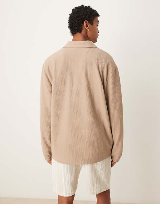 ASOS DESIGN Relaxed Polo Sweatshirt In Brown