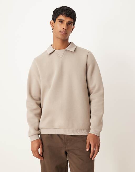ASOS DESIGN relaxed polo sweatshirt with ribbed collar in grey