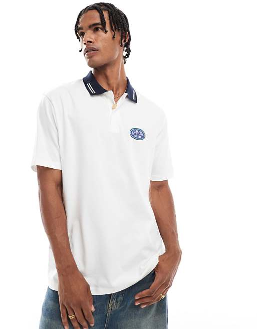 ASOS DESIGN Relaxed Polo With Front Golf Graphic In White