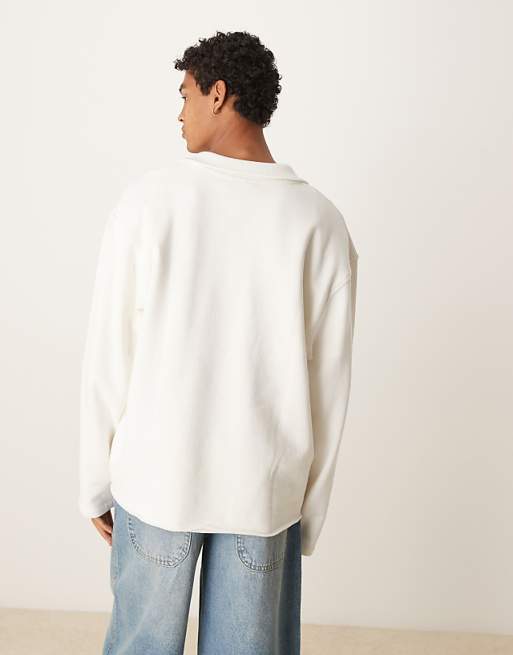 ASOS DESIGN Relaxed Polo With Raw Hem In White