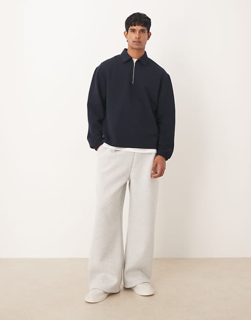 ASOS DESIGN Relaxed Quarter-zip Sweatshirt In Navy