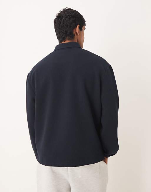 ASOS DESIGN Relaxed Quarter-zip Sweatshirt In Navy