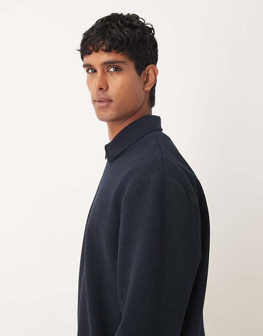 ASOS DESIGN Relaxed Quarter-zip Sweatshirt In Navy