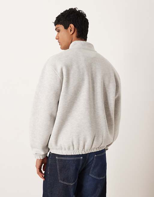 ASOS DESIGN Relaxed Quarter Zip Sweatshirt In White Marl