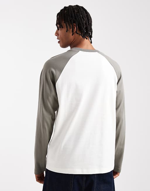 ASOS DESIGN Relaxed Raglan Long Sleeve T-shirt In Cream - CREAM