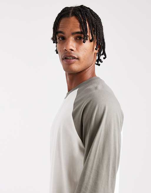ASOS DESIGN Relaxed Raglan Long Sleeve T-shirt In Cream - CREAM
