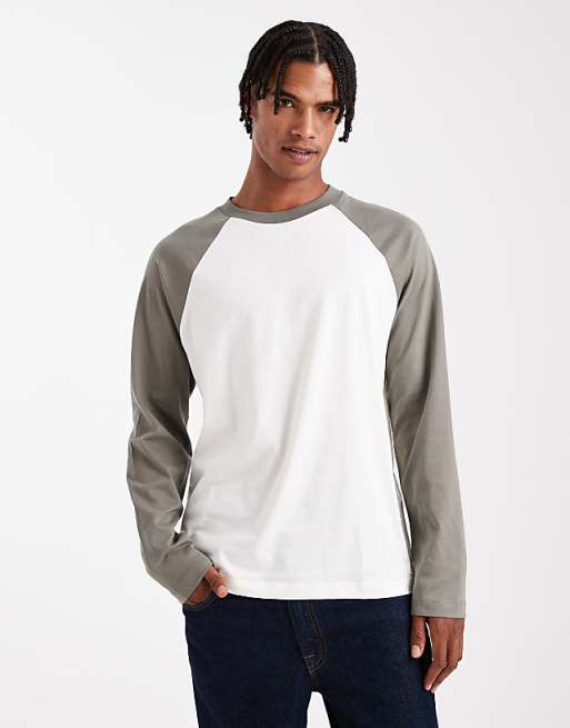 ASOS DESIGN relaxed raglan long sleeve t-shirt in cream - CREAM