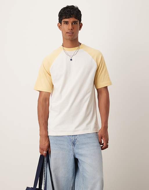 ASOS DESIGN relaxed raglan t-shirt in cream