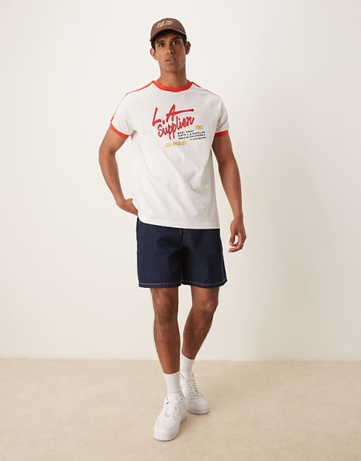 ASOS DESIGN Relaxed Raglan T-shirt With Contrast Collar And City Graphic In White
