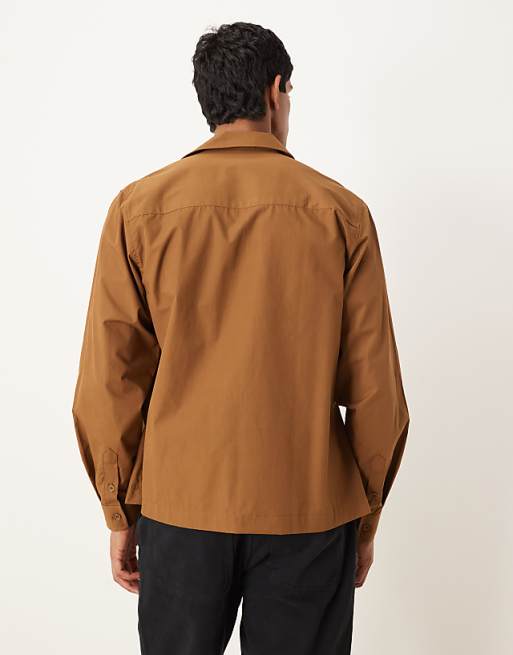 ASOS DESIGN Relaxed Revere Collar With Side Tie In Light Brown