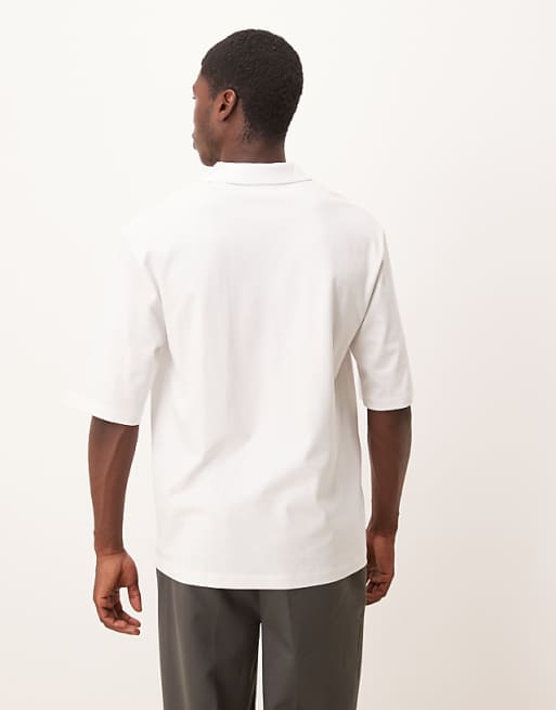 ASOS DESIGN Relaxed Revere Polo In White
