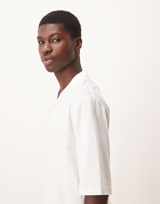 ASOS DESIGN Relaxed Revere Polo In White