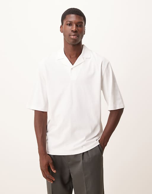 ASOS DESIGN relaxed revere polo in white