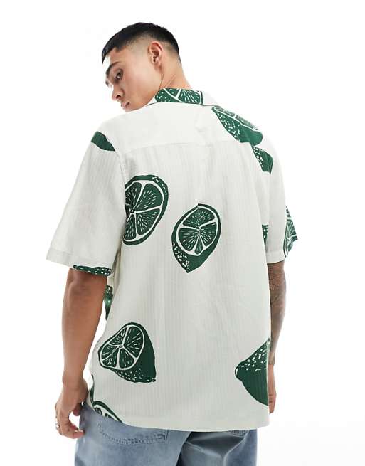 ASOS DESIGN Relaxed Revere Shirt With Fruit Print