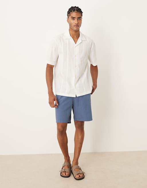 ASOS DESIGN Relaxed Revere Shirt With Seam Detail In White
