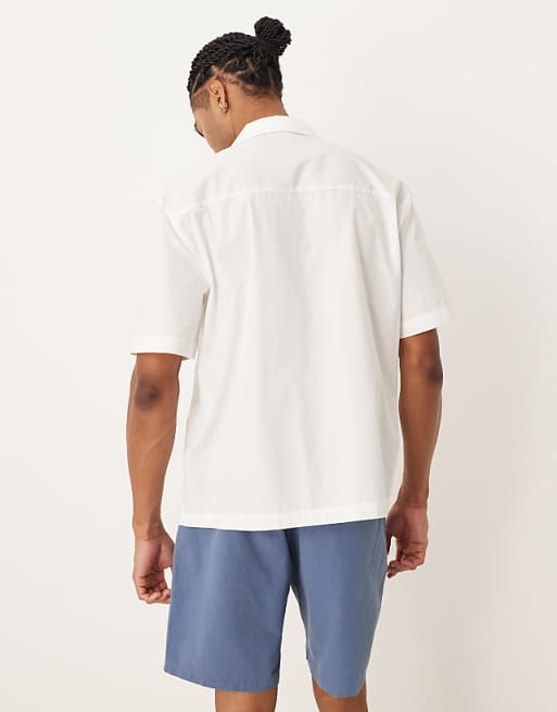 ASOS DESIGN Relaxed Revere Shirt With Seam Detail In White
