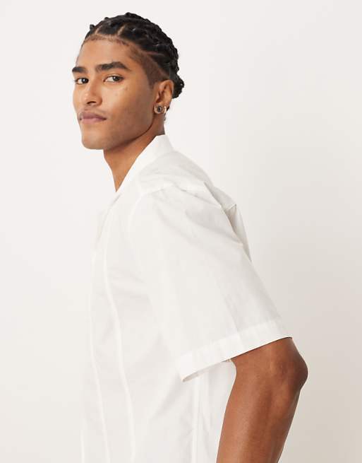 ASOS DESIGN Relaxed Revere Shirt With Seam Detail In White