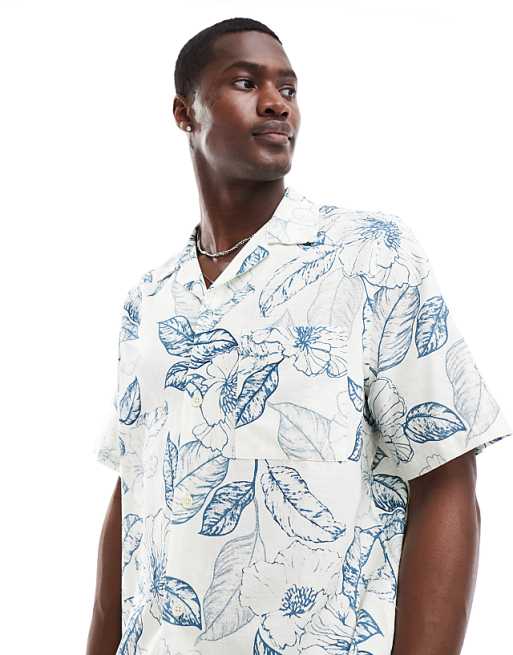 ASOS DESIGN Relaxed Revere Shirt With Vintage Tropical Floral Print