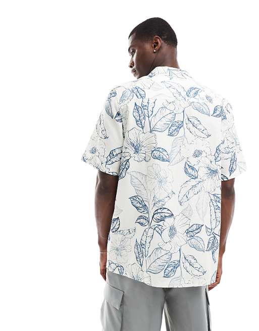 ASOS DESIGN Relaxed Revere Shirt With Vintage Tropical Floral Print