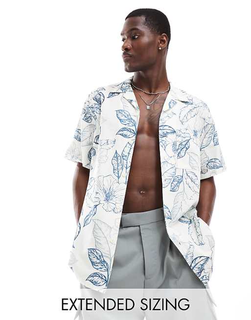 ASOS DESIGN relaxed revere shirt with vintage tropical floral print