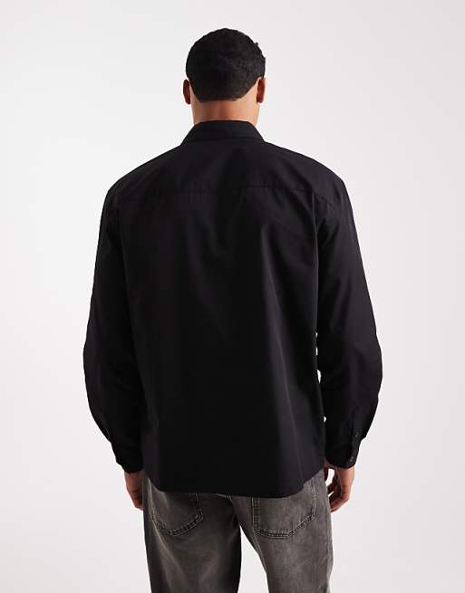 ASOS DESIGN Relaxed Shirt In Black With Text Print