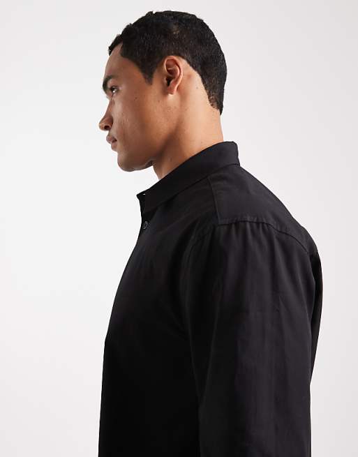 ASOS DESIGN Relaxed Shirt In Black With Text Print