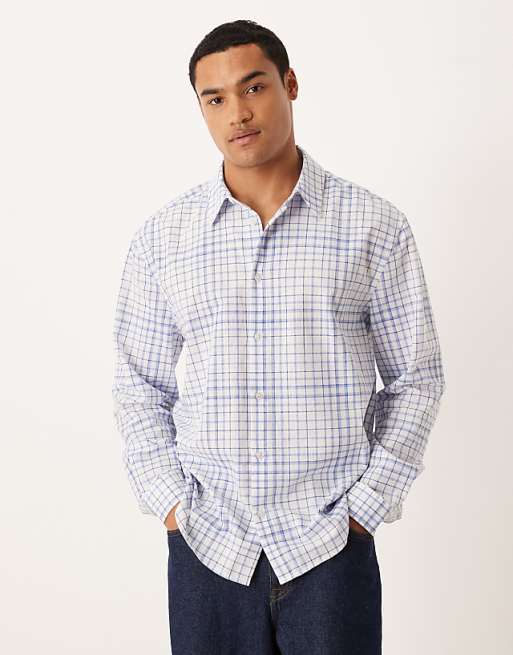 ASOS DESIGN relaxed shirt in blue check