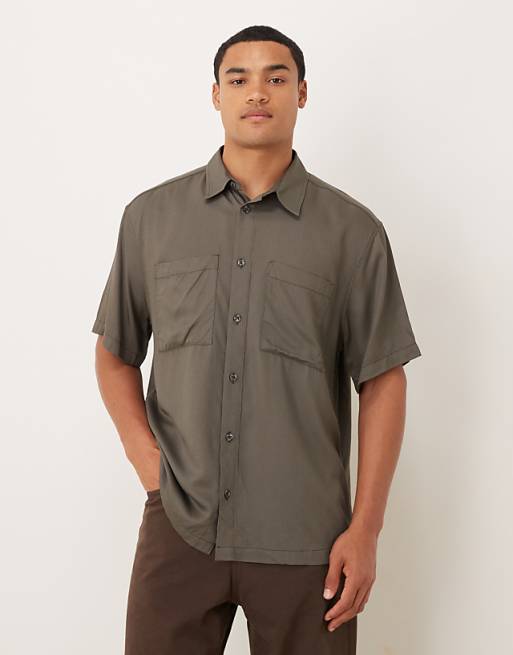 ASOS DESIGN relaxed shirt in brown