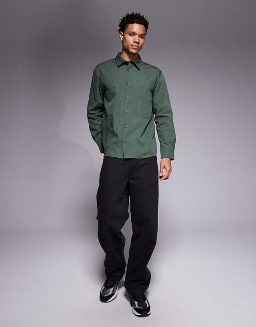 ASOS DESIGN Relaxed Shirt In Dark Green