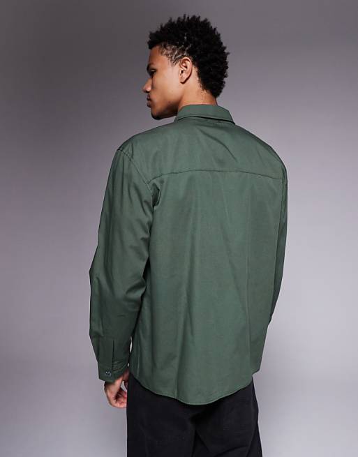 ASOS DESIGN Relaxed Shirt In Dark Green