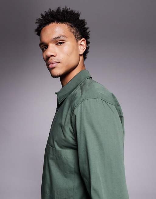ASOS DESIGN Relaxed Shirt In Dark Green