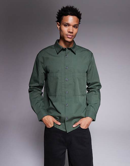 ASOS DESIGN relaxed shirt in dark green