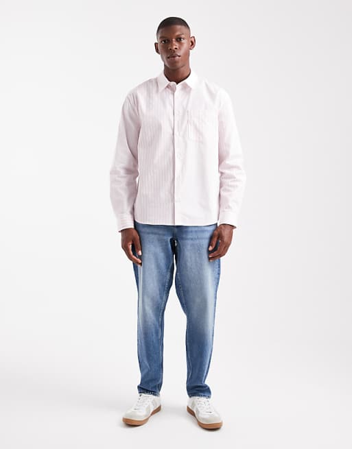 ASOS DESIGN Relaxed Shirt In Pink Patchwork Stripe